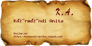 Körmöndi Anita névjegykártya