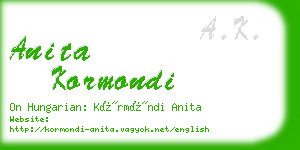 anita kormondi business card